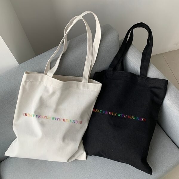 Harry Styles Bag Fashion Canvas Treat people with kindness letter Casual Big Capacity Harajuku Women